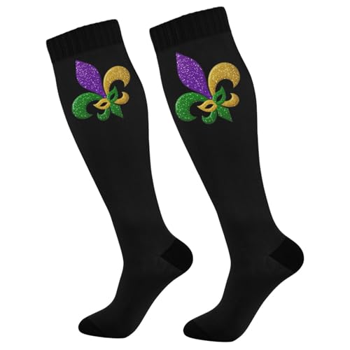 Image of Wusikd Heartbeat Symbol Compression Socks for Women and Men Circulation Black Long Socks for Athletic Running 1