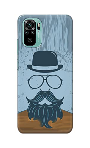 Image of PRINTFIDAA Mustache Beard and Hairstyle Hipster in Glasses Printed Designer Hard Case for Redmi Note 10, Redmi Note 10S Back Cover -(e) RPM1002