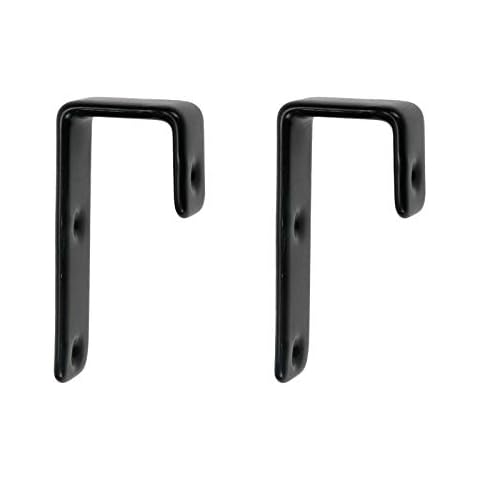 Geesatis 2 Pcs Bed Ladder Hooks Utility Hooks Hanger J Hooks Heavy Duty Metal PVC Coated for Bed Decoration Hook Tool, with Mounting Screws, Black, Length 25 mm Cover