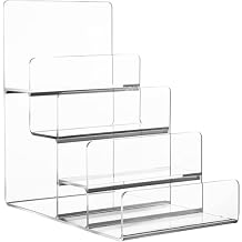 Tofficu Acrylic 4-Tier Clear Display Stand for Wallet, Jewelry, Glasses, Perfume, and Collectibles - Handbag Purse Display Stand - Multi-Layer Organizer Shelf for Home, Retail, and Trade Show Use