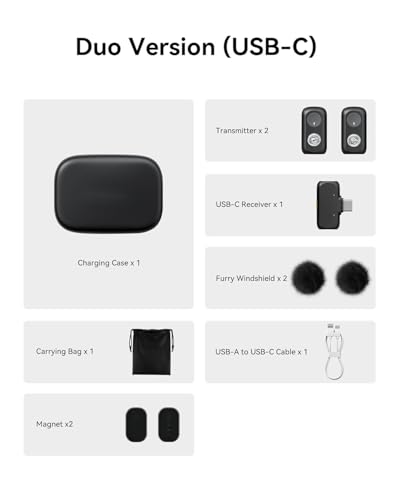 Image of HollylAnd Lark A1 Duo Wireless Magnetic Microphone for i-Phone15 /16 /iPad /Android Phone, Mini Wireless Mic with 3-Lv Noise Cancel, EQ&Reverb, 6-Lv Gain Control for YouTube Podcast Vlog Content Creation