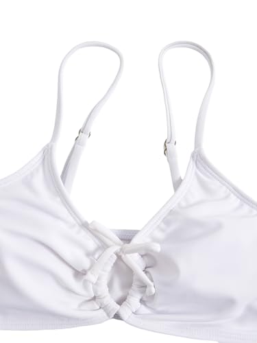 Image of COZYEASE Girls' 2 Piece Ditsy Floral Print Knot Front Ruched Triangle Bikini Swimsuit