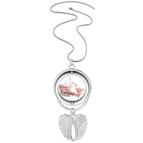 Collier carte du Canada d'exception avec ses ailes d'ange rotatives finement ciselées