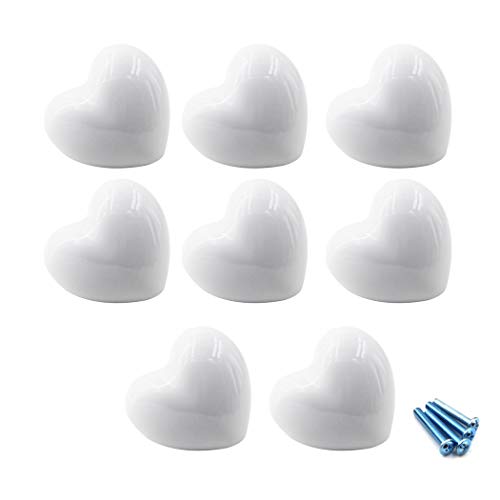 SeeRaphee Blanco Pomos de Cerámica para puertas de armario Infantiles Pomos y Tiradores 8 piezas