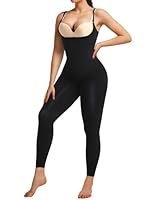 SHAPERX Shapewear Damen Figurformende Leggings Miederbody Stark Formend Ganzkörper Bodysuit Body Shaper Bauchweg, UK-SZ5802-Black-S/M