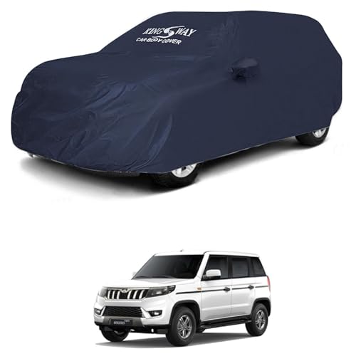 Image of KINGSWAY Accessories Waterproof Car Cover Only Compatible with Mahindra Bolero Neo Year 2021 Onwards, Mirror Pockets, Bird Poop, All Weather, Scratch and UV Protection Car Body Cover, Grey