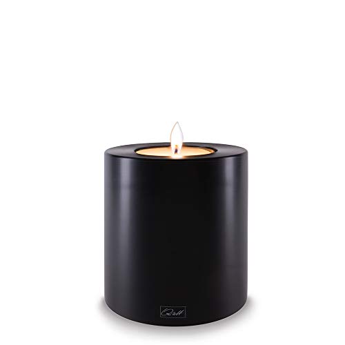 Qult Farluce Trend • Farbe Schwarz • ∅ 10 cm Höhe 12 cm • Teelichthalter in Kerzenform • Kunststoffkerze in Kerzenoptik • Mit Teelichteinsatz • inkl. 1 TLM16 Maxilight Teelicht (für ∅ 10 & 12 cm) Cover