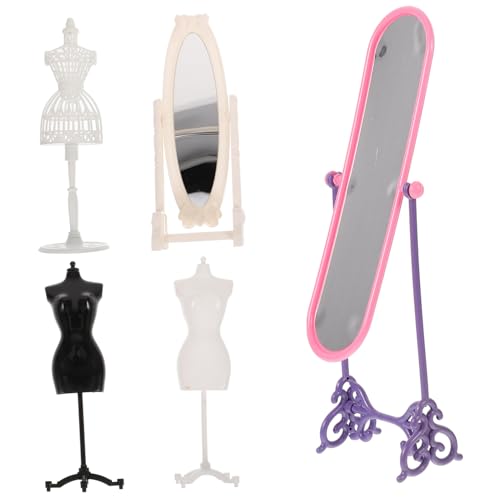 Toddmomy Soportes para Vestidos De Muñecas De Maniquí Pequeño con Espejo De Piso Estante De Exhibición De Ropa De Muñeca para Miniatura