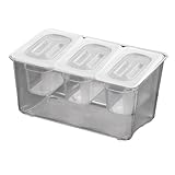 QUXVUIS Gekühlter Gewürzbehälter mit Eiskammer hält Zutaten frisch und lecker. Gewürzbox zur Aufbewahrung. Gekühlter Gewürzbehälter mit Tablett, 3 Fächer, 33 x 20.2 x 18 cm