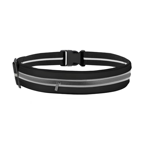 Cinturón Running – Riñonera Running para Móvil De Jogging & Cinturón para Dinero – Running Belt Y Riñoneras Hombre Ajustables para Jogging, Fitness Y Viajes (Negro)
