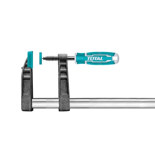 TOTAL - Sargento de Apriete | 300 x 120 mm | Fuerza Máxima de Apriete de 450 kg | Con Palanca de Liberación Automática | Para Trabajos de Carpintería | Para Sujetar Piezas | Plástico Negro