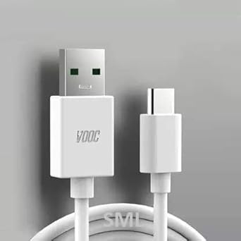 SML Accessories SML 8A 65W Type C VOOC Fast Charging Cable Compatible with Oppo R17/Find X/R15/Reno/Reno 2/Reno 2Z/Reno F/Reno 10X Zoom/K5/K3/A91/Reno 3 Pro/F15/F17 & All Type C Devices-1M,White