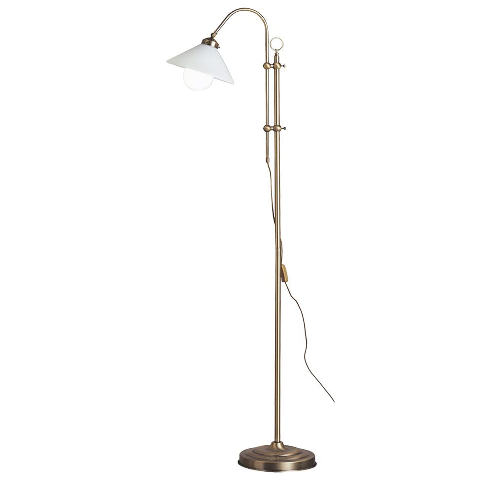 Standleuchte Stehlampe Wohnzimmer höhenverstellbar Lampe stehend, Bogenlampe Metall, altmessing, Kabelschalter, E27, H 145-170 cm