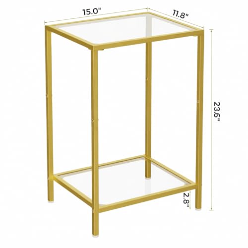 Image of HOMSHO Side Tables Set of 2 with Tempered Glass, Slim End Tables