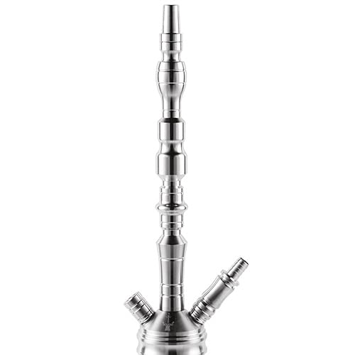 JYXZM Moderne Edelstahlhuka mit Glasvase-Hukahn-Schüssel Set Silikonschlauch - Deluxe mittelhukahn Shisha Raucher-Kit – Bild 4
