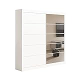 negozi armadi milano Belles finitions Meublorama Guardaroba MILS, Armadio con 2 Porte scorrevoli e Specchio, Colore Bianco