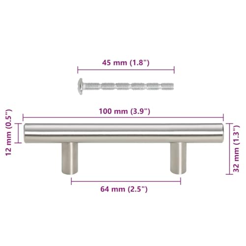 Vidaxl Maniglie Per Mobili 10Pz Argento 64Mm In Acciaio Inox - 3