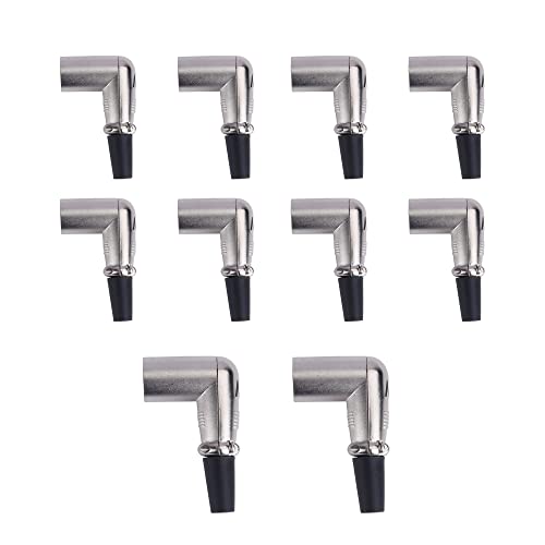 Image of MX 3 Pin XLR Microphone pin Pure Copper Nickel Plated for High Conductivity microphone (3 Pin Mic Male Connector XLR Right Angle, Pack of 10, Male Connector)