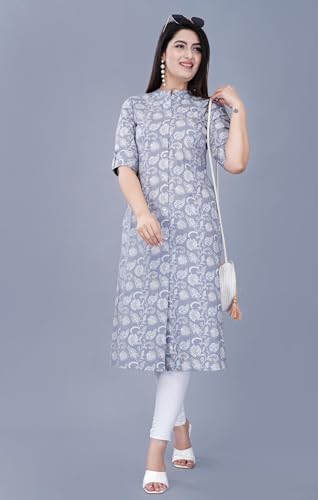 Image of Women Printed Collar Neck Half Sleeve Regular Fit Formal Kurti for Women's