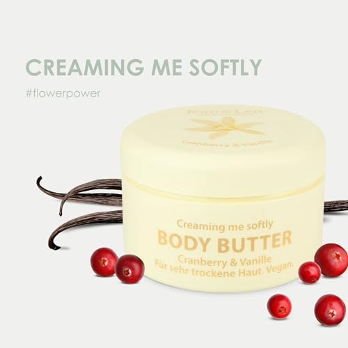 Jean & Len Beurre Corporel Canneberge et Vanille, Hydrate Suffisamment la Peau, Texture Délicate et Fondante, Parfum Rafraîchissant et Épicé, Formule Vegan, sans Parabènes ni Silicones, 200 ml – Image 4