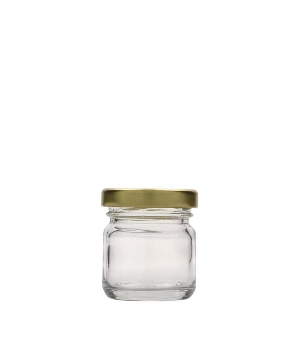 Barattolo in Vetro con Coperchio di vari colori, 40 ml, venduto in pacchi da 120 pezzi per Conserve e Condimenti