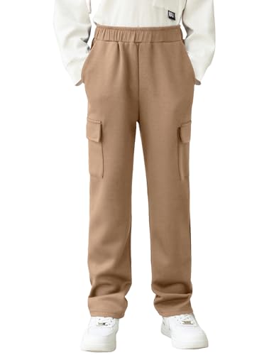 Arshiner Boys Cargo Pants Kids Elastic Waist Casual Athletic Jogger Sweatpants Open Bottom Baggy Pants with Pockets
