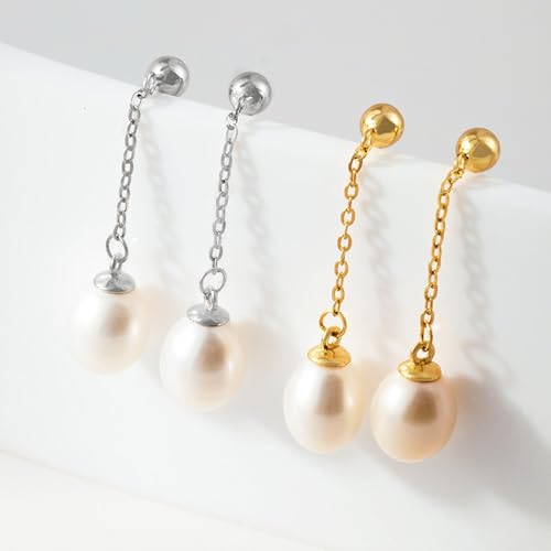 Boucles d'oreilles argent 925 chaîne et perle pour vos soirées - 2