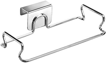 iDesign Trash Bag Holder, Over Door hanging Bin, Ideal for Kitchen, Made of Durable Metal, Silver