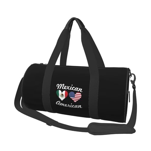 Mexican American Flag Convertible Garment Bag with Shoulder Strap, Carry on Garment Duffel Bag for Men Women - Rolling Foldable for Travel Luggage Bags (Black)
