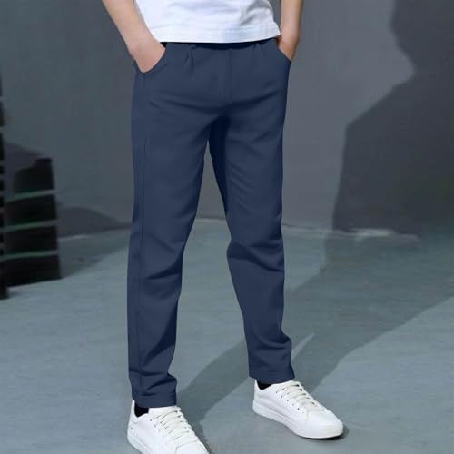 Athletic Pants Boys Cargo Casual Pockets Button Down Daily Outwear Trousers School Kids Twill Cargo Sweatpants3