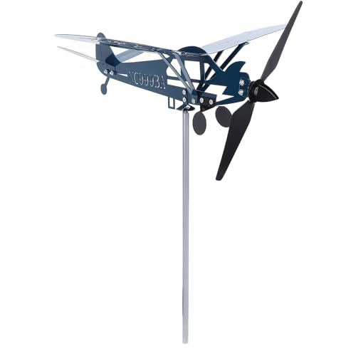 Spinner de Viento de Avión, Veleta de Avión Molino de Viento de Metal único 3D Escultura de Viento Al Aire Libre Escultura Cinética Veleta Molino de Viento para Jardín Patio