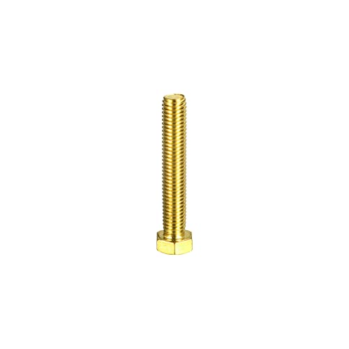 Image of uxcell Brass Hex Bolts, 1 /2-13x3 1pcs Fully Thread Grade 4.8 Solid Brass Hexagon Head Bolt Machine Screws for Machinery