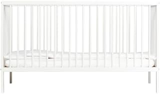Mokee Midi Baby Cot Bed/Wooden Baby Crib with Adjustable Height - Solid Wooden Cot & Toddler Bed - Scandinavian Design - White (140 x 70 cm)