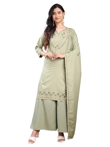 Kurta droit brodé en soie Pratham Blue, élégance traditionnelle indienne haut de gamme pour femme