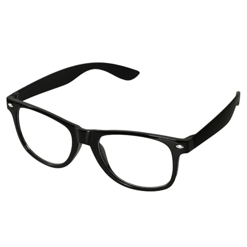 Hmxpls Fake Black Glasses with Clear Lenses Nerd Glasses Costume Accessories for Men Women Adult Halloween Christmas Cosplay (Black)