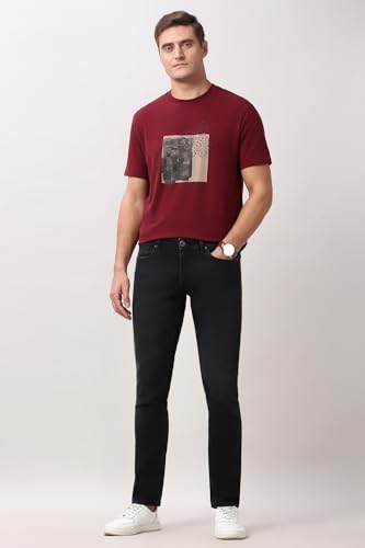 Image of Peter England Men's Slim Tapered Jeans | Denim Mid Wash | Casual Wear | Modern Fit