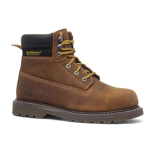 EarthWorks Safety - EarthWorks Ladder Mens Brown Leather Safety Boot - Size 8 UK - Brown - Image 7