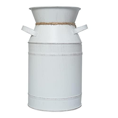 Rustic-Shabby-Chic-Vase-White-Small-Vintage-Metal-Milk-Can-Vase-Pitcher-Wedding-Decorative-Flower-Vase-Farmhouse-Home-Decor Rustic Shabby Chic Vase White Small Vintage Metal Milk Can Vase Pitcher Wedding Decorative Flower Vase Farmhouse Home Decor