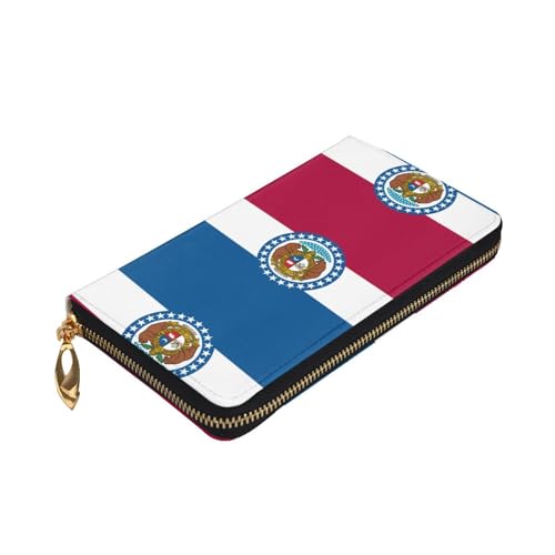 Missouri State Flag printing Women's leather long handheld wallet large capacity credit card zipper bag3