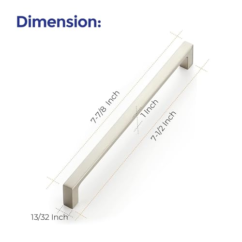 Image of Ravinte 5 Pack Solid 7-1 /2 Inch Square Cabinet Handles - Brushed Nickel Drawer Pulls - Kitchen Hardware