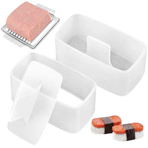 Musubi Press Mold, 2 Pack Musubi Mold Kit with 304 Stainless Steel SPAM Luncheon Meat Slicer & Rice...
