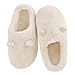 Feionusin Damen Herren Hausschuhe Flauschige Winter Plüsch Warm Schuhe Memory Schaum Faux Pelz Kuschelig Rutschfeste Drinnen und Draußen Creme 40/41 Schmal