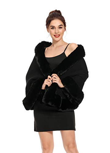 ZLYC Women Winter Faux Fur Shawl Stole Warm Wrap Cape3