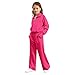 Rjognt Sets For Girls Outfit For 11-12 Toddler Boys Girls Half Zip 2 Piece Sweatsuits for Teens Kids Thumb Hole Sweatshirts and Jogger Sweatpants Sweat Set Fashion With Pockets Hot Pink