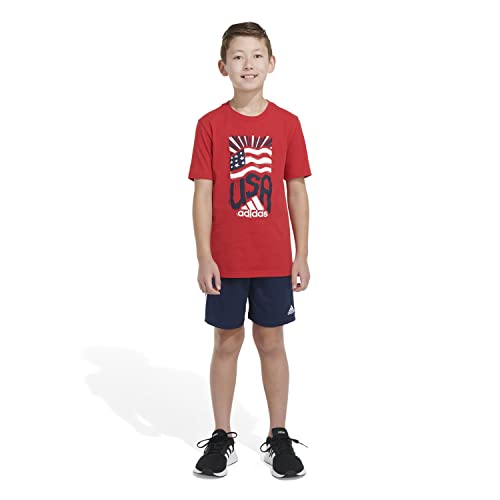 adidas Camiseta masculina de manga curta com estampa de algodão EUA, Better Scarlet, 5