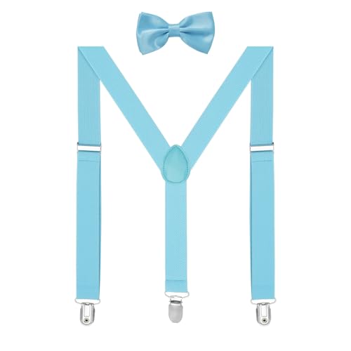 Image of habibee Suspenders and Bow Tie Set for Men, Adjustable Elastic Braces with Y-Back, Diverse Colors, Strong Clips