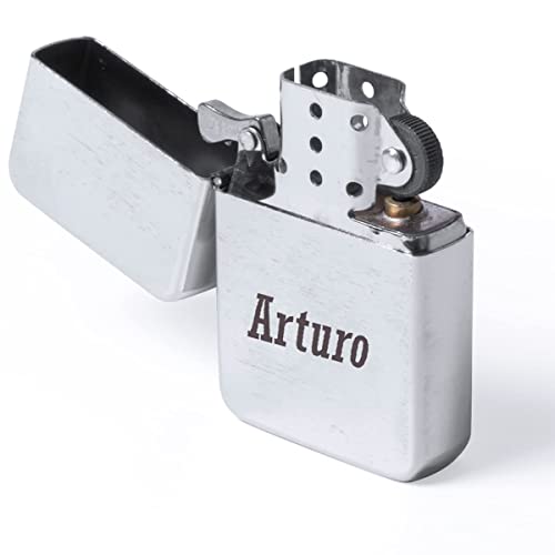 PROMO SHOP Mechero Personalizado Tipo Zippo. Encendedor metálico Recargable con Mecanismo de Rueda y clásico diseño Amer...
