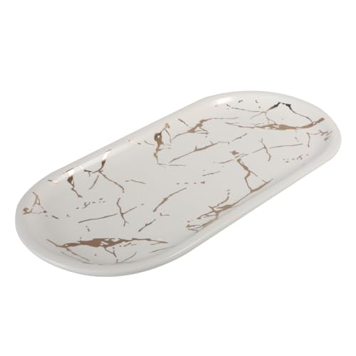 Wakauto Nordic Design Marble Ceramic Plate Large Round Plates Pastry Serving Tray Storage Tray