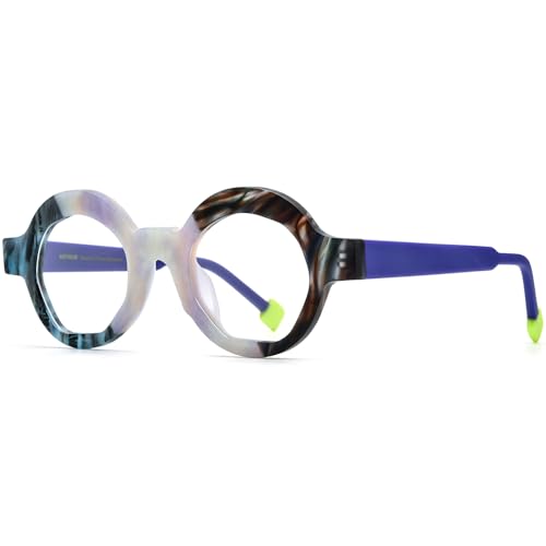 Image of HEPIDEM Multicolor Acetate Glasses Frame Women,Oversize Round Optical Eyeglasses