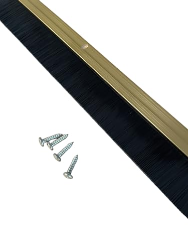 Bottom of Door Brush Seal Draught Excluder, Aluminium, Screw Fixing, 914mm…, Gold - Image 2